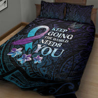 Polynesia Suicide Prevention Awareness Quilt Bed Set Keep Going The World Needs You LT05 - Polynesian Pride