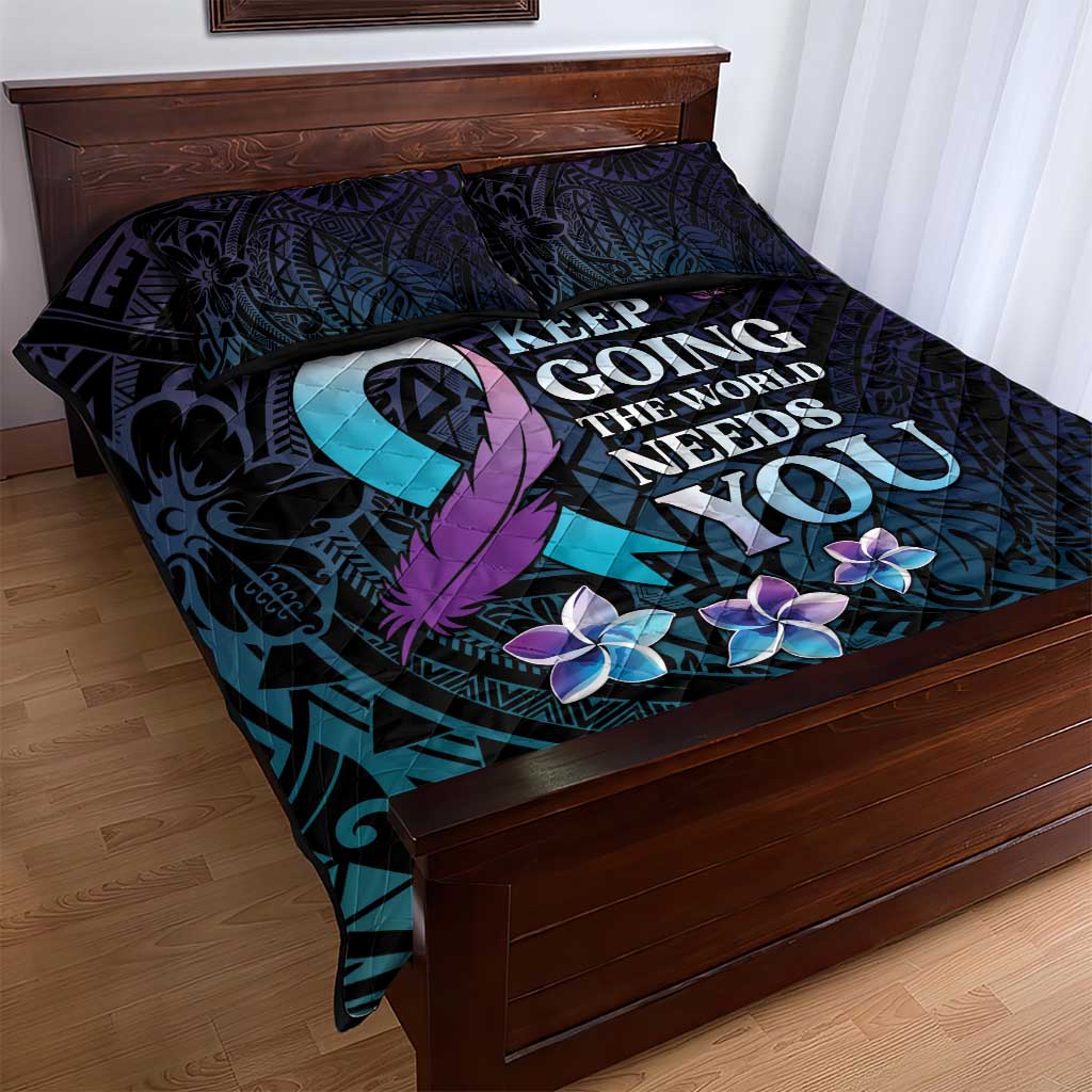 Polynesia Suicide Prevention Awareness Quilt Bed Set Keep Going The World Needs You LT05 - Polynesian Pride