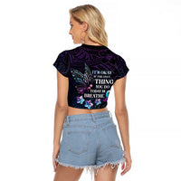 Polynesia Suicide Prevention Awareness Raglan Cropped T Shirt Keep Going The World Needs You LT05 - Polynesian Pride
