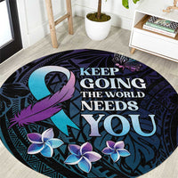 Polynesia Suicide Prevention Awareness Round Carpet Keep Going The World Needs You LT05 Purple - Polynesian Pride