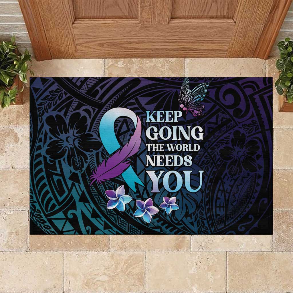 Polynesia Suicide Prevention Awareness Rubber Doormat Keep Going The World Needs You LT05 Purple - Polynesian Pride