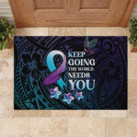 Polynesia Suicide Prevention Awareness Rubber Doormat Keep Going The World Needs You LT05 Purple - Polynesian Pride