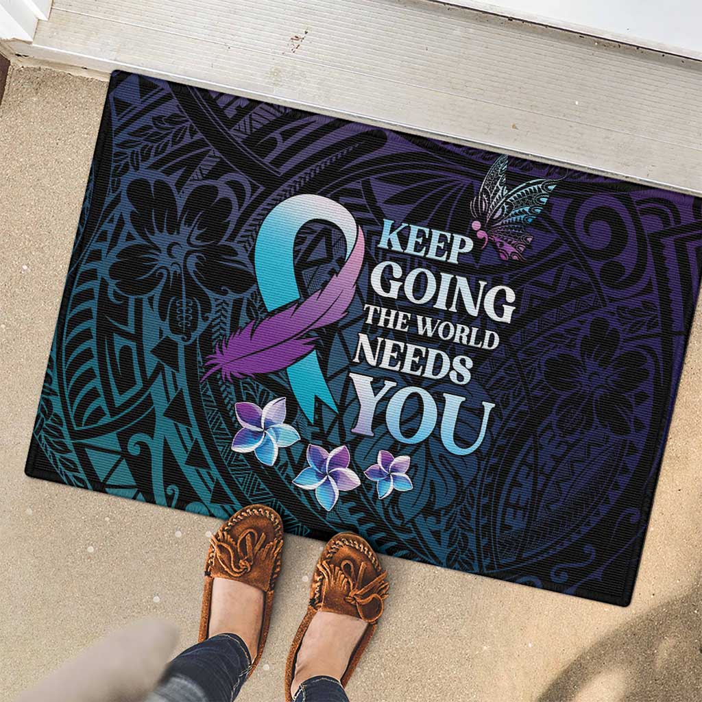 Polynesia Suicide Prevention Awareness Rubber Doormat Keep Going The World Needs You LT05 - Polynesian Pride
