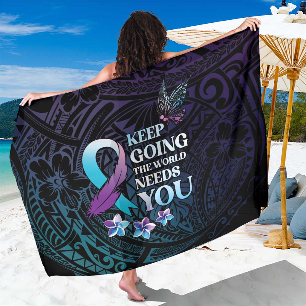 Polynesia Suicide Prevention Awareness Sarong Keep Going The World Needs You LT05 One Size 44 x 66 inches Purple - Polynesian Pride