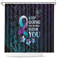 Polynesia Suicide Prevention Awareness Shower Curtain Keep Going The World Needs You LT05 Purple - Polynesian Pride