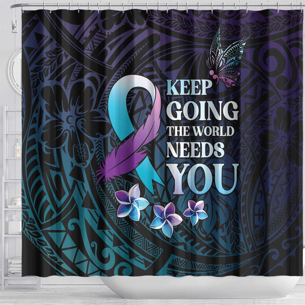 Polynesia Suicide Prevention Awareness Shower Curtain Keep Going The World Needs You LT05 - Polynesian Pride