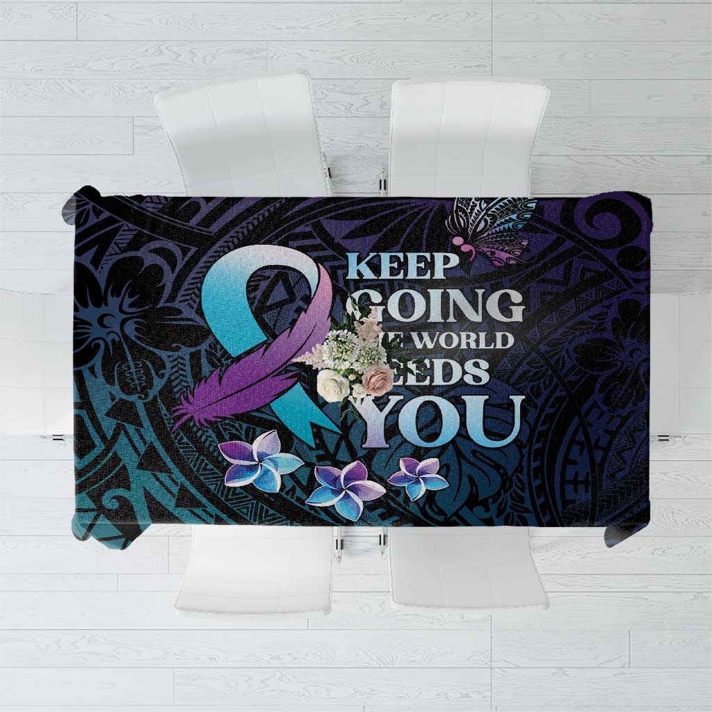 Polynesia Suicide Prevention Awareness Tablecloth Keep Going The World Needs You LT05 Purple - Polynesian Pride