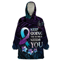 Polynesia Suicide Prevention Awareness Wearable Blanket Hoodie Keep Going The World Needs You LT05 One Size Purple - Polynesian Pride