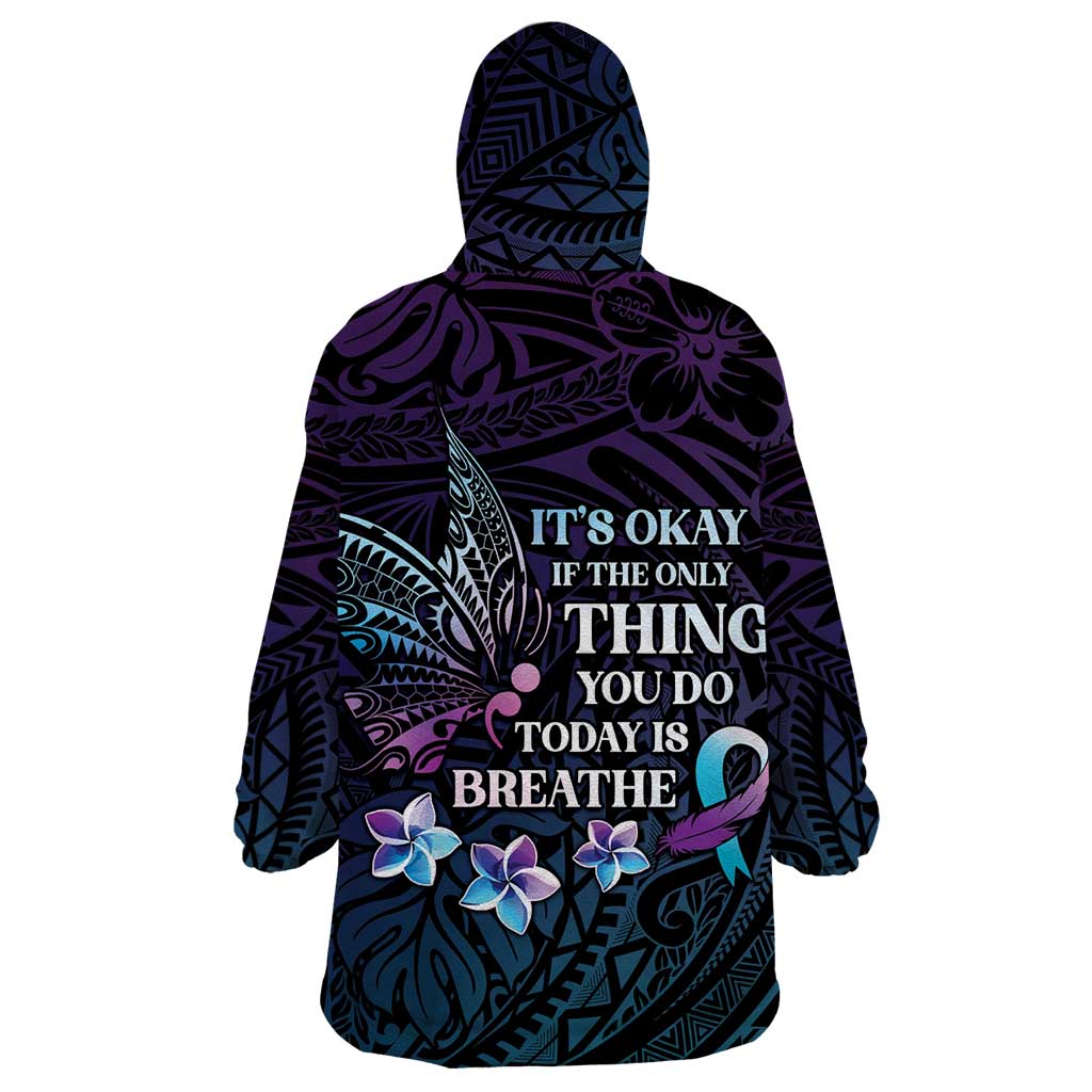 Polynesia Suicide Prevention Awareness Wearable Blanket Hoodie Keep Going The World Needs You LT05 - Polynesian Pride