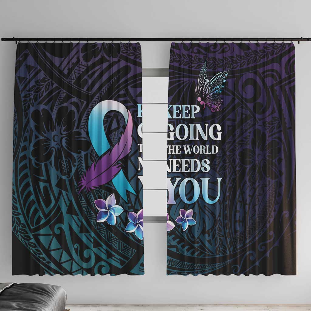 Polynesia Suicide Prevention Awareness Window Curtain Keep Going The World Needs You LT05 With Hooks Purple - Polynesian Pride