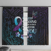 Polynesia Suicide Prevention Awareness Window Curtain Keep Going The World Needs You LT05 With Hooks Purple - Polynesian Pride