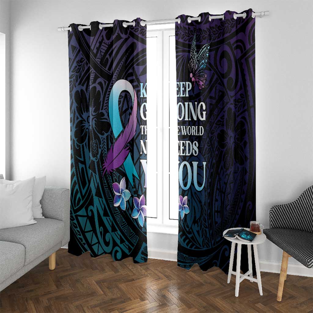 Polynesia Suicide Prevention Awareness Window Curtain Keep Going The World Needs You LT05 With Grommets Purple - Polynesian Pride