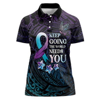 Polynesia Suicide Prevention Awareness Women Polo Shirt Keep Going The World Needs You LT05 Female Purple - Polynesian Pride