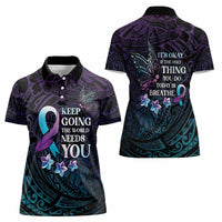 Polynesia Suicide Prevention Awareness Women Polo Shirt Keep Going The World Needs You LT05 - Polynesian Pride
