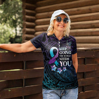 Polynesia Suicide Prevention Awareness Women Polo Shirt Keep Going The World Needs You LT05 - Polynesian Pride
