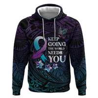 Polynesia Suicide Prevention Awareness Zip Hoodie Keep Going The World Needs You LT05 Pullover Hoodie Purple - Polynesian Pride