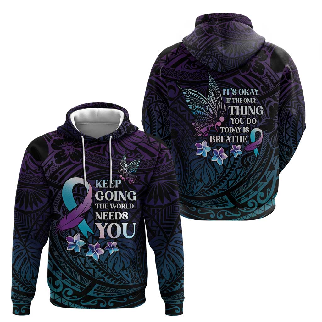 Polynesia Suicide Prevention Awareness Zip Hoodie Keep Going The World Needs You LT05 - Polynesian Pride