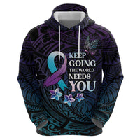 Polynesia Suicide Prevention Awareness Zip Hoodie Keep Going The World Needs You LT05 - Polynesian Pride