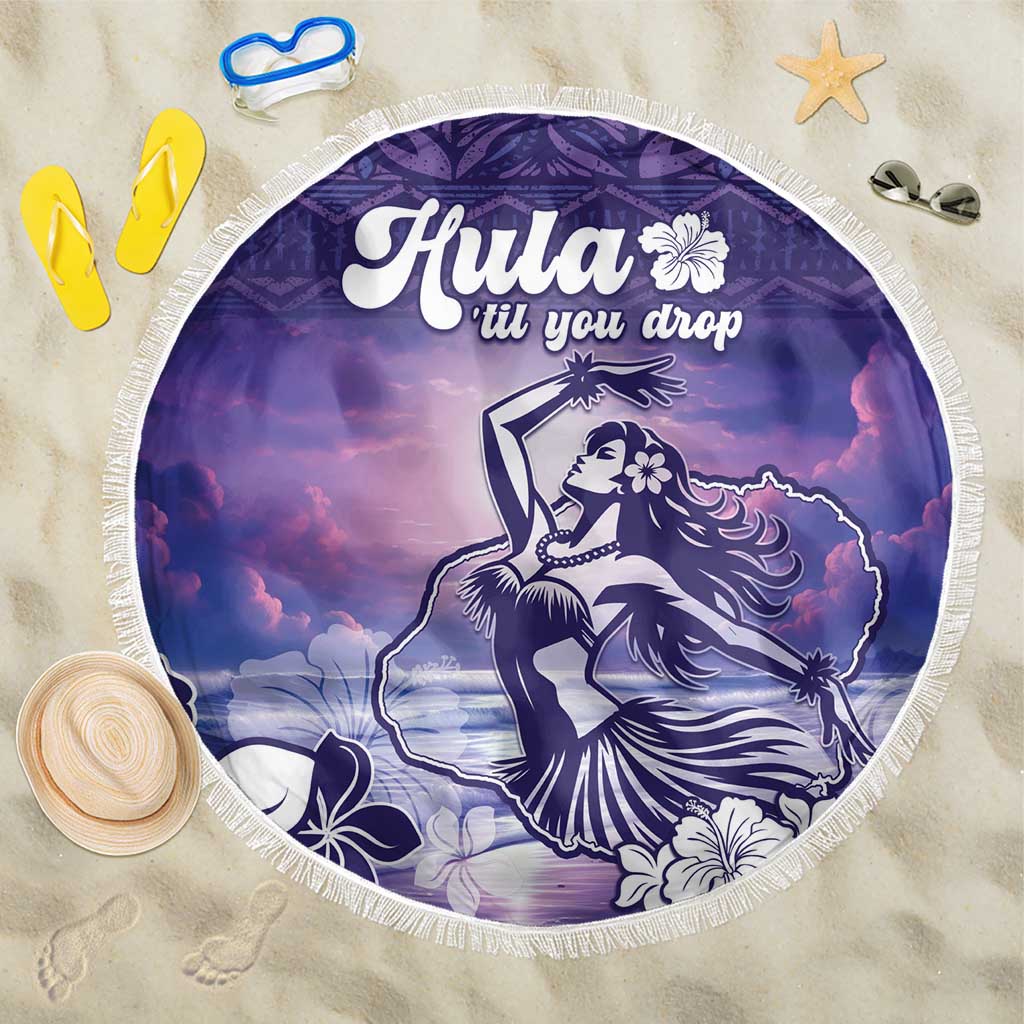 Aloha Hawaii Kauai Island Beach Blanket Hula Till You Drop LT05 One Size 150cm Purple - Polynesian Pride