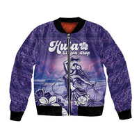 Aloha Hawaii Kauai Island Bomber Jacket Hula Till You Drop LT05 Unisex Purple - Polynesian Pride