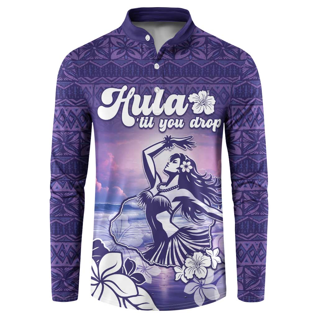 Aloha Hawaii Kauai Island Button Sweatshirt Hula Till You Drop LT05 Purple - Polynesian Pride