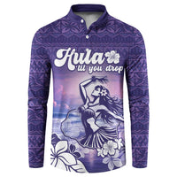 Aloha Hawaii Kauai Island Button Sweatshirt Hula Till You Drop LT05 Purple - Polynesian Pride