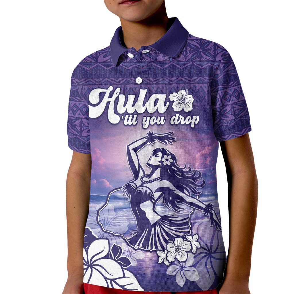Aloha Hawaii Kauai Island Kid Polo Shirt Hula Till You Drop LT05 Kid Purple - Polynesian Pride