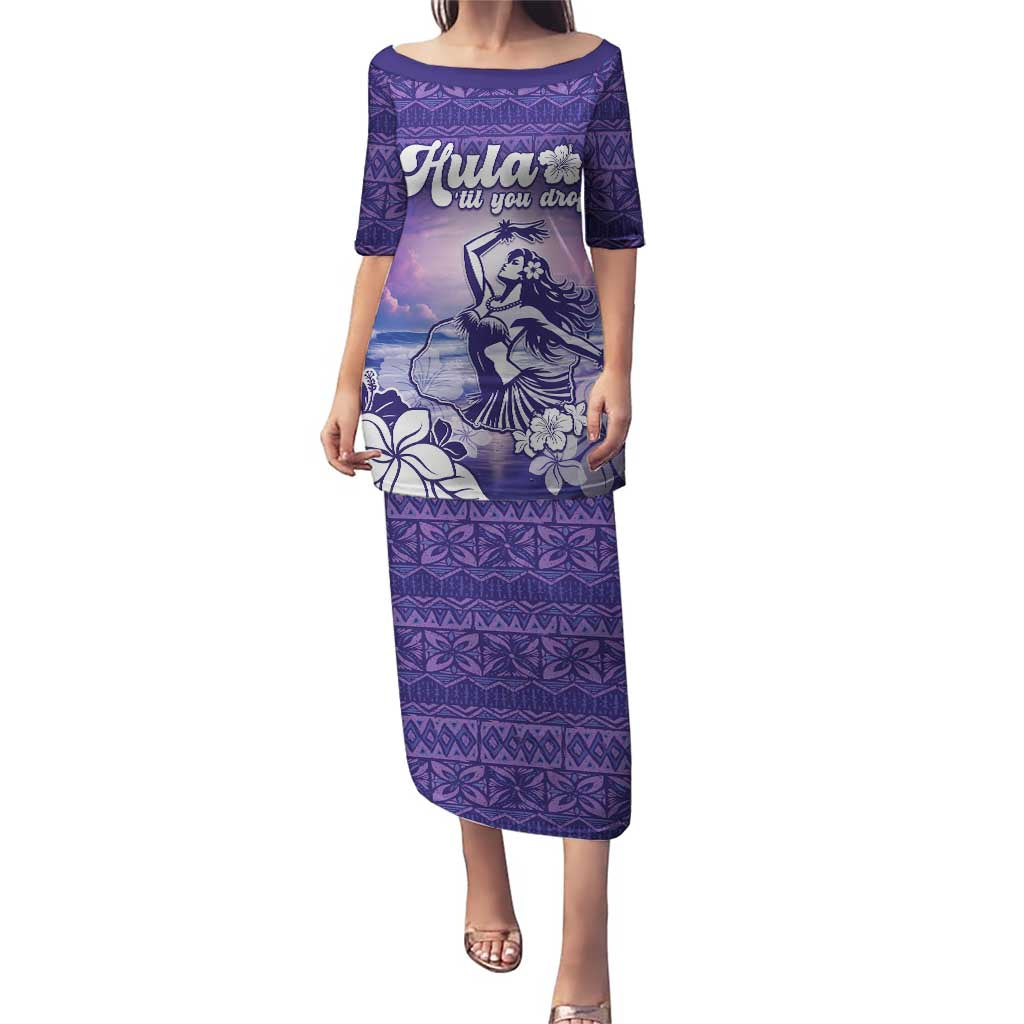 Aloha Hawaii Kauai Island Puletasi Hula Till You Drop LT05 Long Dress Purple - Polynesian Pride