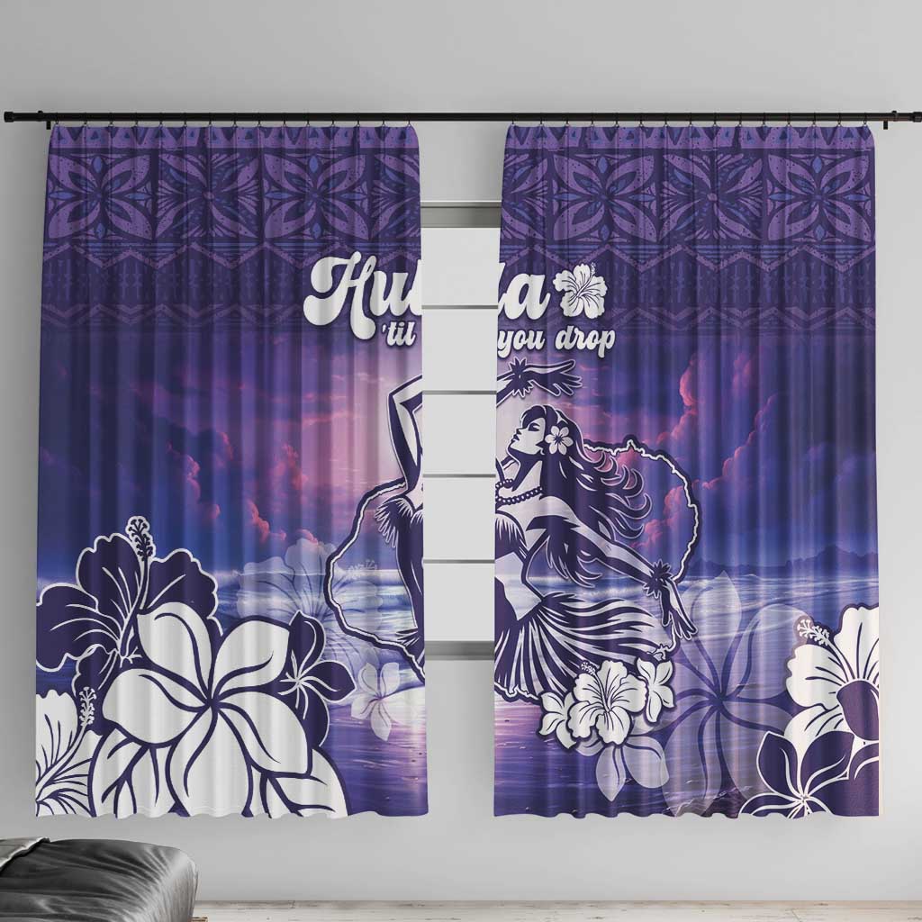 Aloha Hawaii Kauai Island Window Curtain Hula Till You Drop LT05 With Hooks Purple - Polynesian Pride