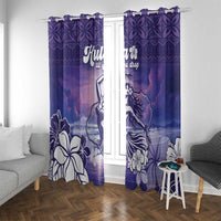 Aloha Hawaii Kauai Island Window Curtain Hula Till You Drop LT05 With Grommets Purple - Polynesian Pride