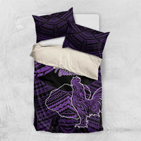 Hawaii Kauai Island Bedding Set Rooster Tribal Tattoo Simple Style LT05 US Twin 172cm x 218cm Purple - Polynesian Pride