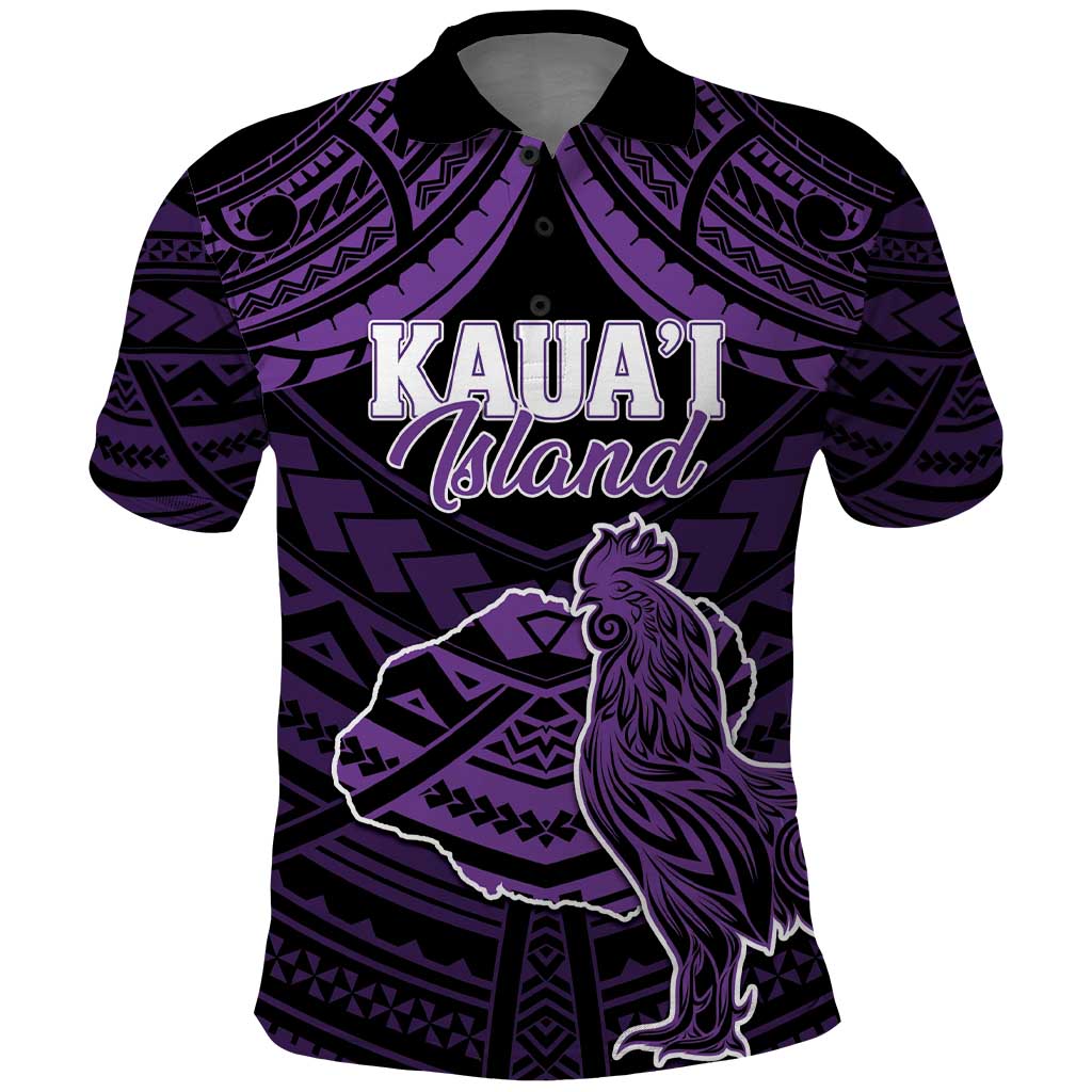 Personalised Hawaii Kauai Island Polo Shirt Rooster Tribal Tattoo Simple Style LT05 Purple - Polynesian Pride