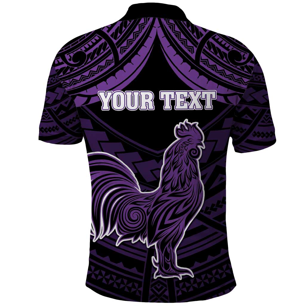 Personalised Hawaii Kauai Island Polo Shirt Rooster Tribal Tattoo Simple Style LT05 - Polynesian Pride
