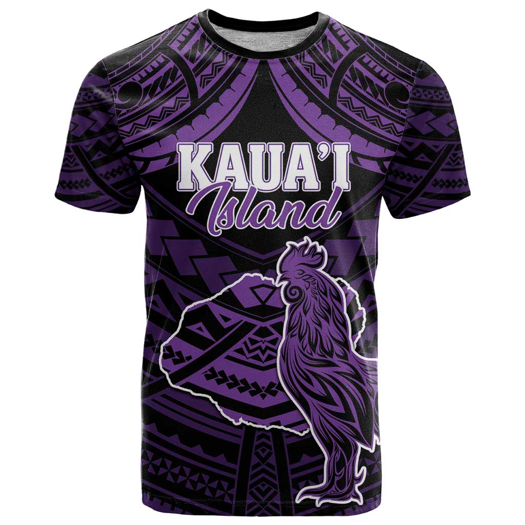 Personalised Hawaii Kauai Island T Shirt Rooster Tribal Tattoo Simple Style LT05 Purple - Polynesian Pride