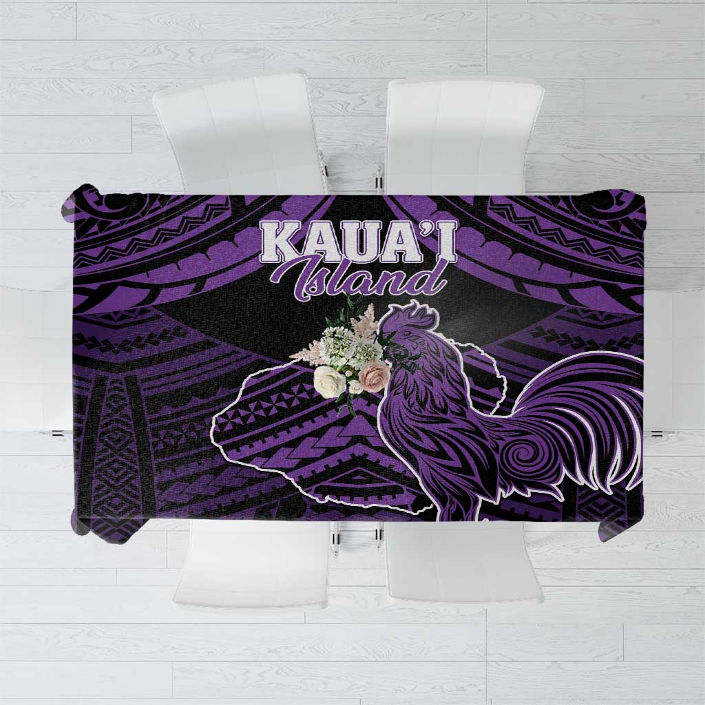 Hawaii Kauai Island Tablecloth Rooster Tribal Tattoo Simple Style LT05 Purple - Polynesian Pride