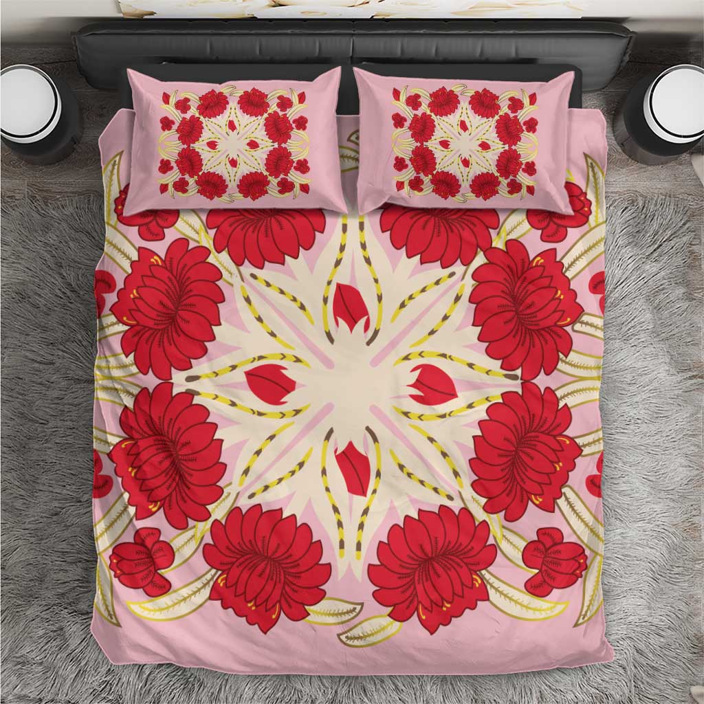Cook Islands Tivaevae Quilt Bedding Set Light Pink LT05 Light Pink - Polynesian Pride