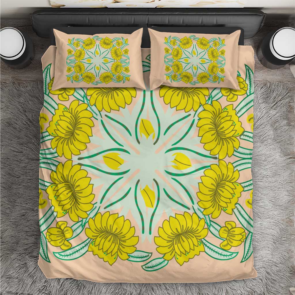 Cook Islands Tivaevae Quilt Bedding Set Peach LT05 Peach - Polynesian Pride