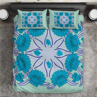 Cook Islands Tivaevae Quilt Bedding Set Aqua LT05 Aqua - Polynesian Pride
