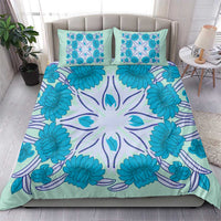 Cook Islands Tivaevae Quilt Bedding Set Aqua LT05 - Polynesian Pride