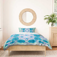 Cook Islands Tivaevae Quilt Bedding Set Aqua LT05 - Polynesian Pride