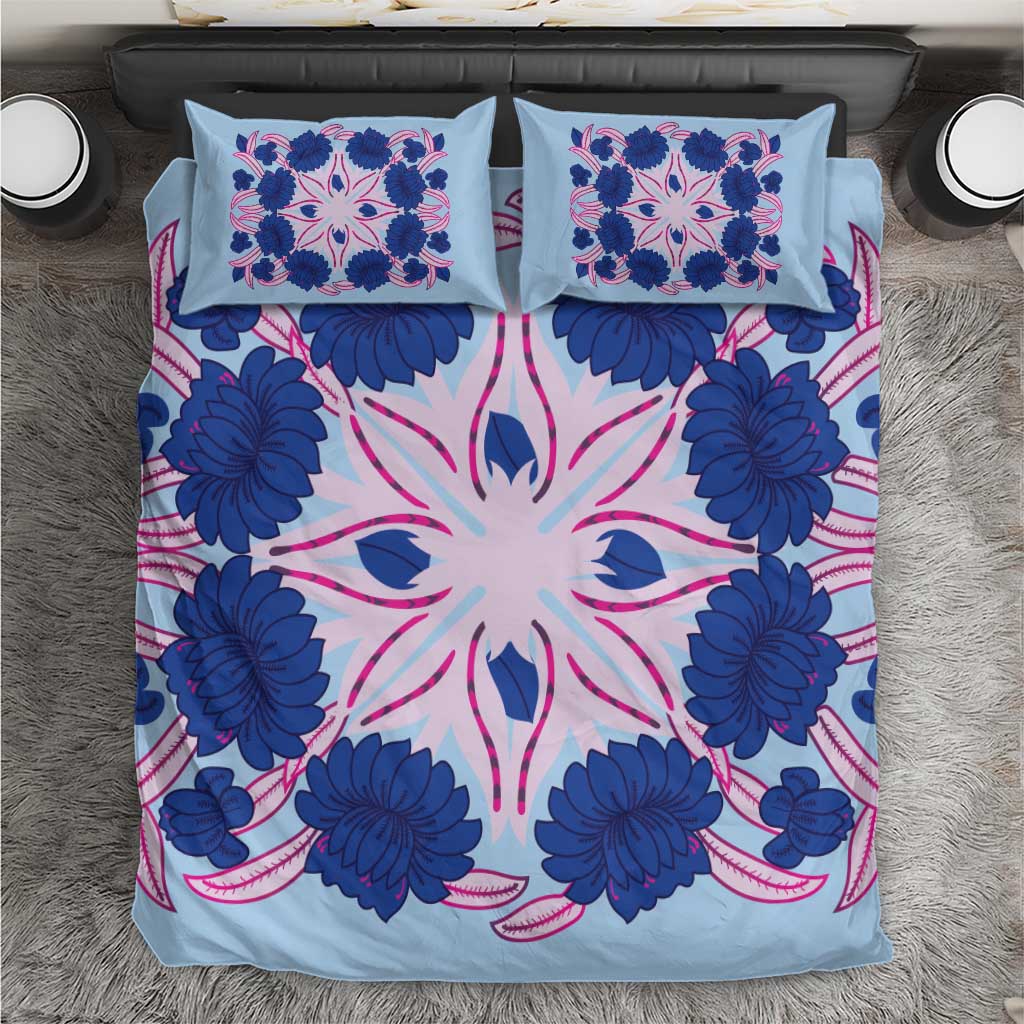 Cook Islands Tivaevae Quilt Bedding Set Sky Blue LT05 Sky Blue - Polynesian Pride