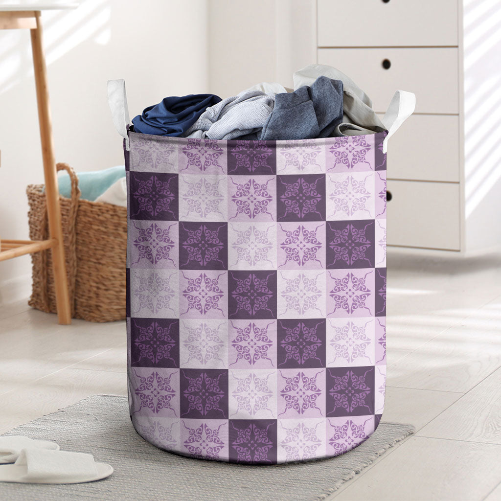 Lavender Manta Ray Hawaiian Quilt Motif Laundry Basket LT05 Purple - Polynesian Pride