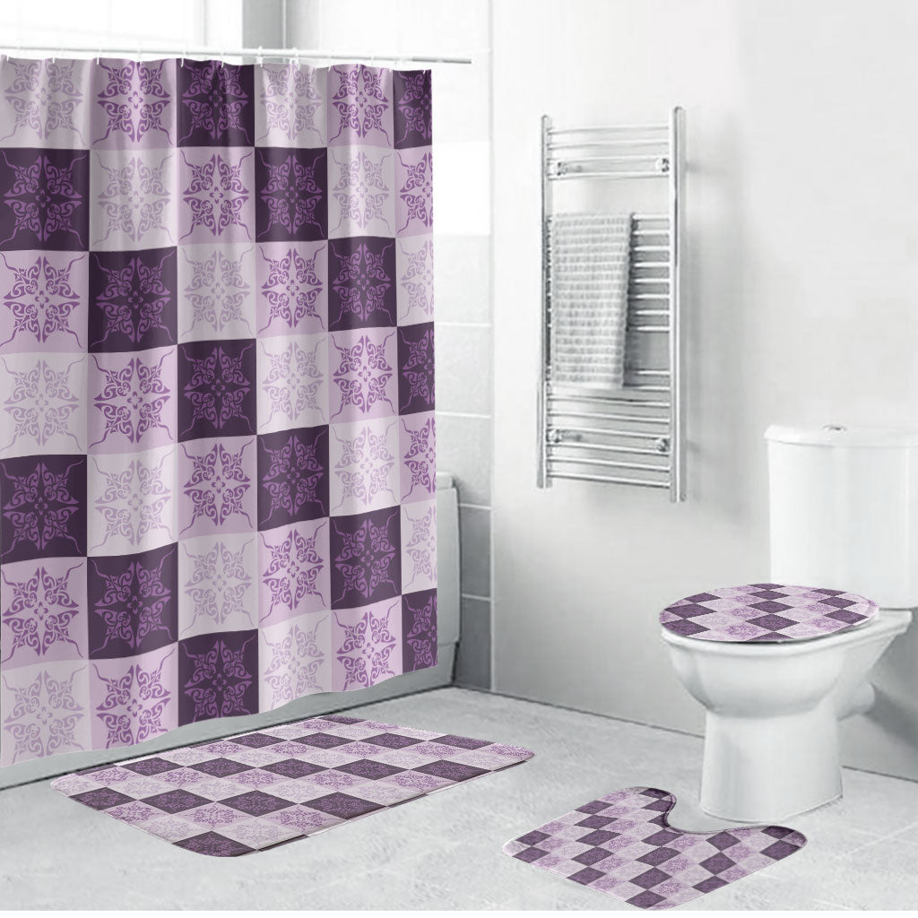 Lavender Manta Ray Hawaiian Quilt Motif Bathroom Set LT05 Bathroom Set (4 pcs) Purple - Polynesian Pride