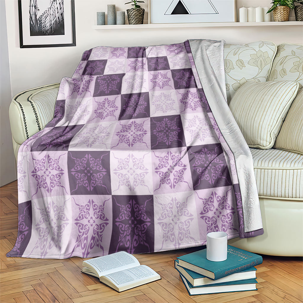 Lavender Manta Ray Hawaiian Quilt Motif Blanket LT05 Purple - Polynesian Pride