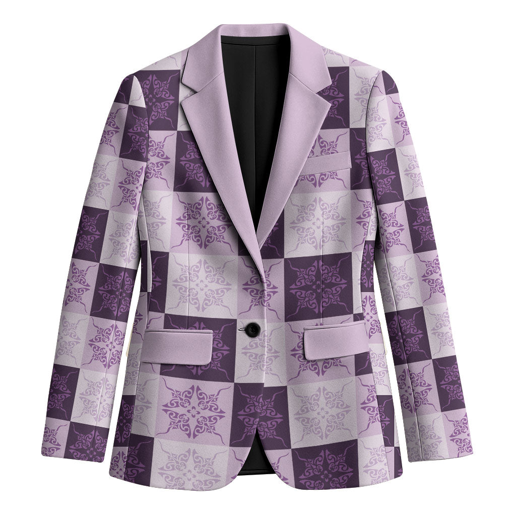 Lavender Manta Ray Hawaiian Quilt Motif Blazer LT05 Unisex Purple - Polynesian Pride