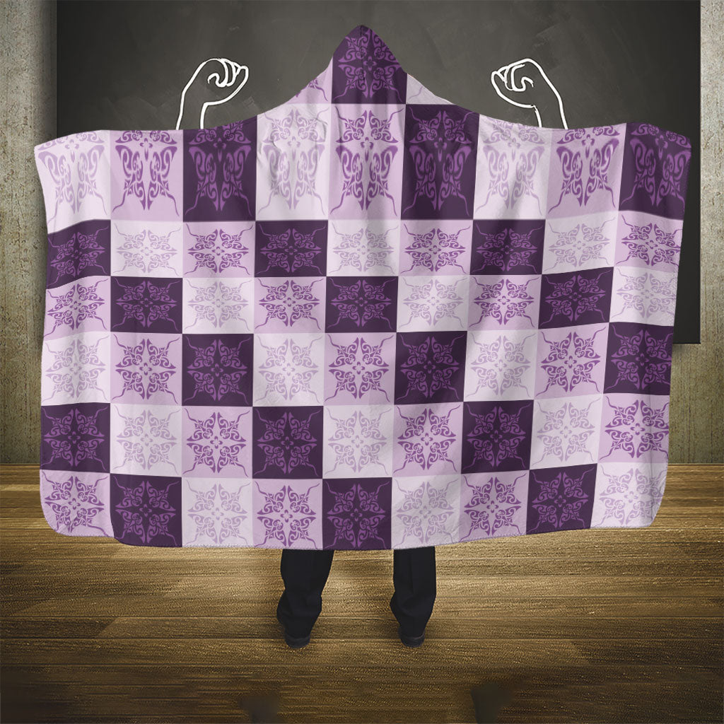 Lavender Manta Ray Hawaiian Quilt Motif Hooded Blanket LT05 - Polynesian Pride