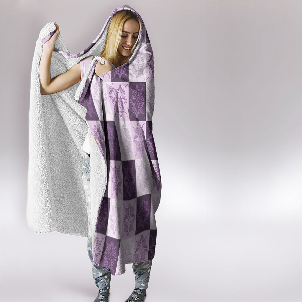Lavender Manta Ray Hawaiian Quilt Motif Hooded Blanket LT05 - Polynesian Pride