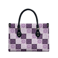 Lavender Manta Ray Hawaiian Quilt Motif Leather Bag LT05 - Polynesian Pride