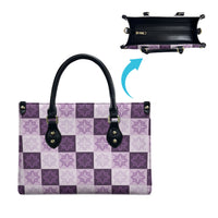 Lavender Manta Ray Hawaiian Quilt Motif Leather Bag LT05 - Polynesian Pride