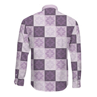 Lavender Manta Ray Hawaiian Quilt Motif Long Sleeve Button Shirt LT05 - Polynesian Pride